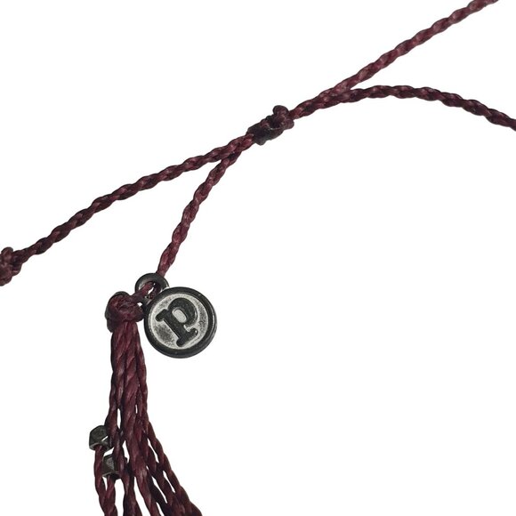 Pura Vida Adjustable Slide Bracelet Multi Strand Wine Red Cord Charm Gift Boho - Picture 2 of 4